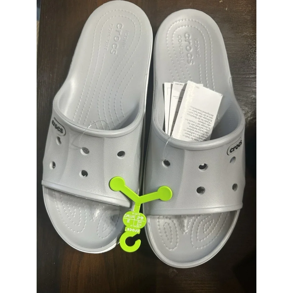 Crocs Bayaband Slide Men's Sandals Gray Comfort Lightweight Size 12 Synthetic